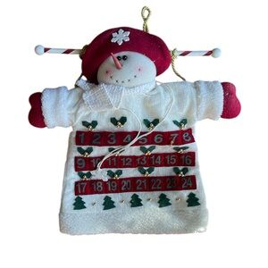 Snowman Christmas Advent Calendar Fabric Pocket Wall Hanging Appliqué